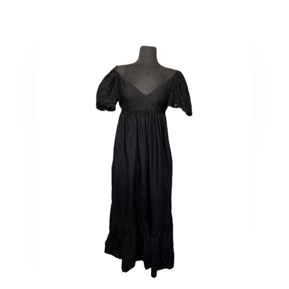 Zara Open Work Embroidered Dress Black Size Small - Picture 5 of 8